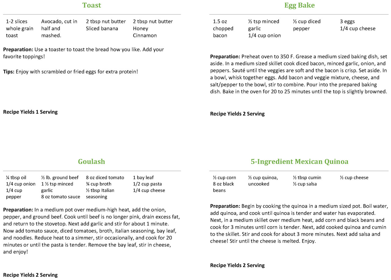 Рисунок 3. Карточка с рецептом, сопровождающая продовольственную коробку.